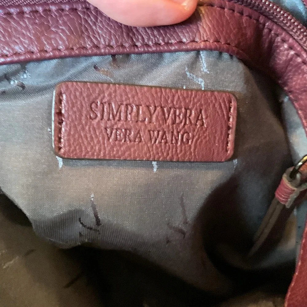 Simply Vera Wang double handle plum vegan hobo satchel purse bag CLEAN! EUC